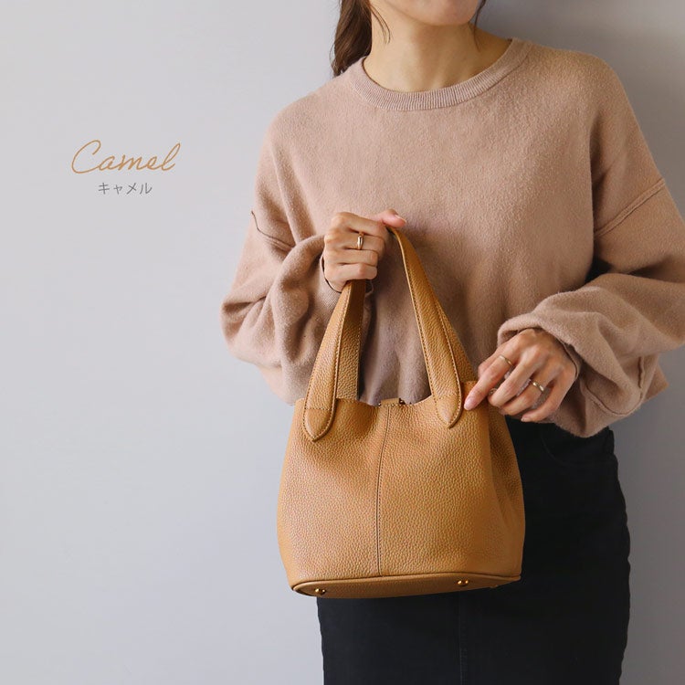 本革レディースキューブバッグレッド