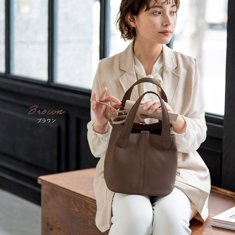 本革レディースキューブバッグペールピンク