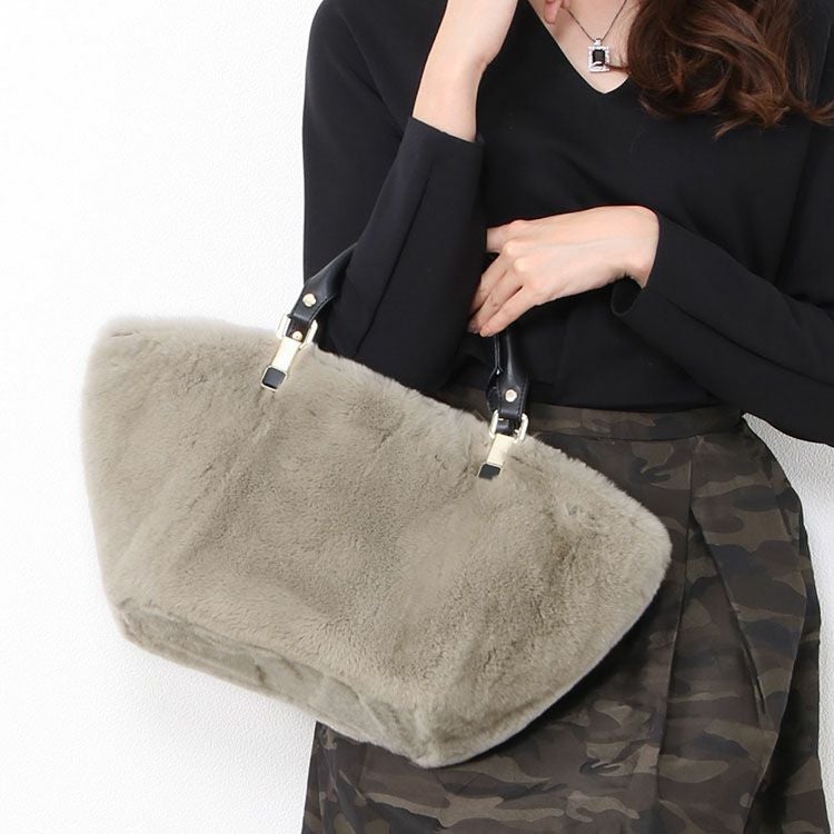 レッキス ファー バッグ レディース ベージュ/グレージュ/レトロピンク