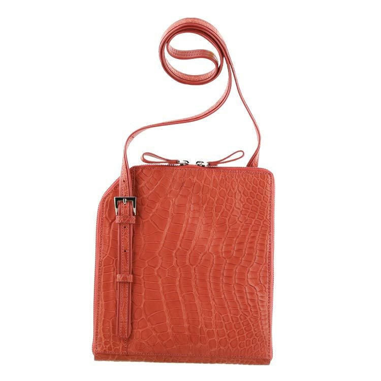スモール クロコダイル ショルダーバッグ レディース 薄マチ 軽量 A5