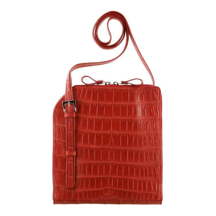 スモール クロコダイル ショルダーバッグ レディース 薄マチ 軽量 A5