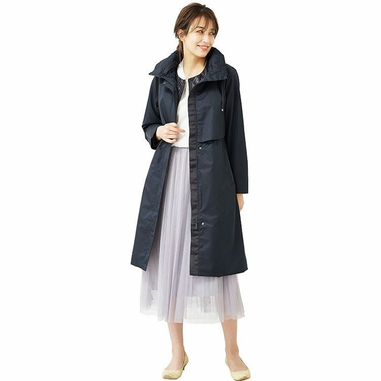 フード付き 2way ロングコート ライナーベスト付き レディース