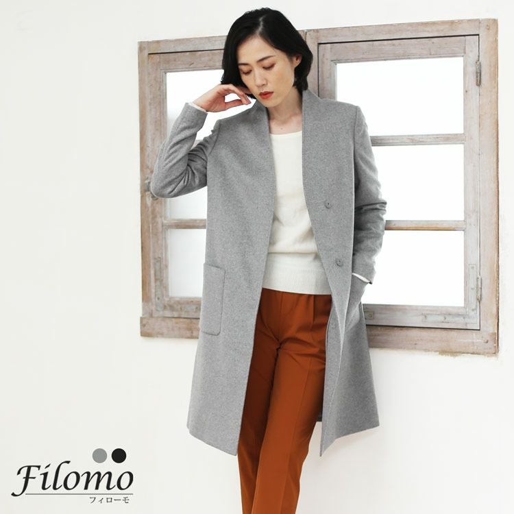 Filomo カシミヤブレンド チェスターコート ロング丈 ツイード 着丈