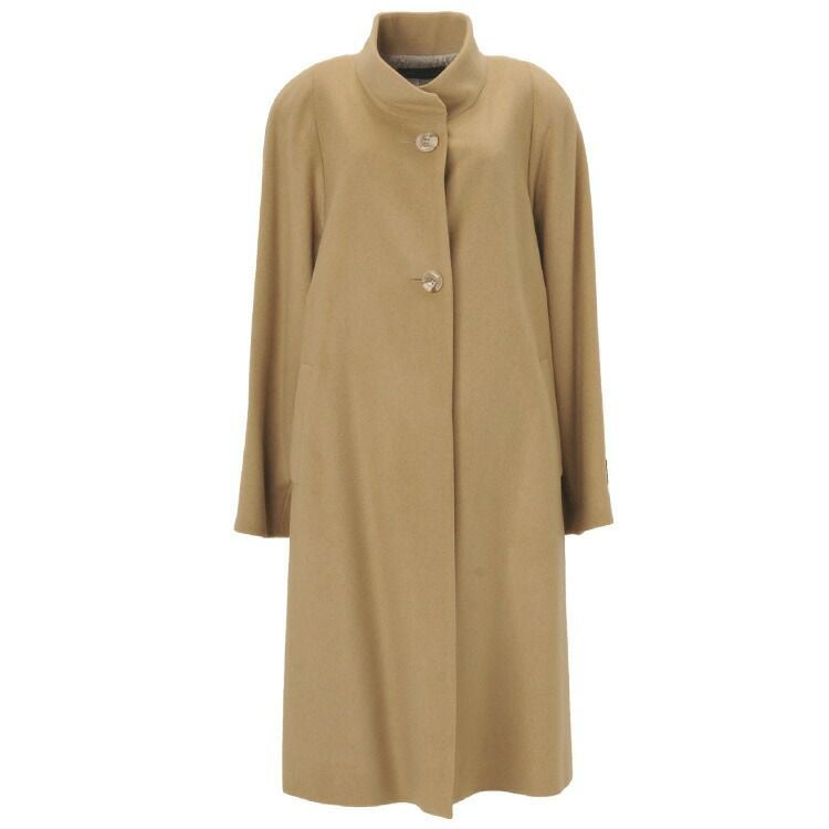 セーブルカシミヤ スタンドカラー ロングコート 着丈100cm レディース