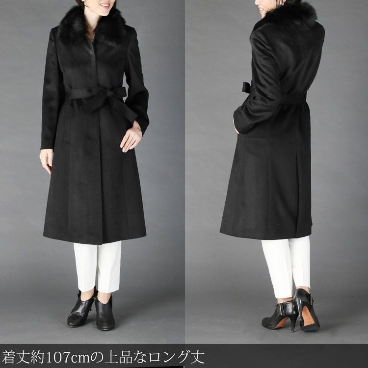 Filomo/フィローモ カシミヤ 100％ ロングコート フォックスファー襟