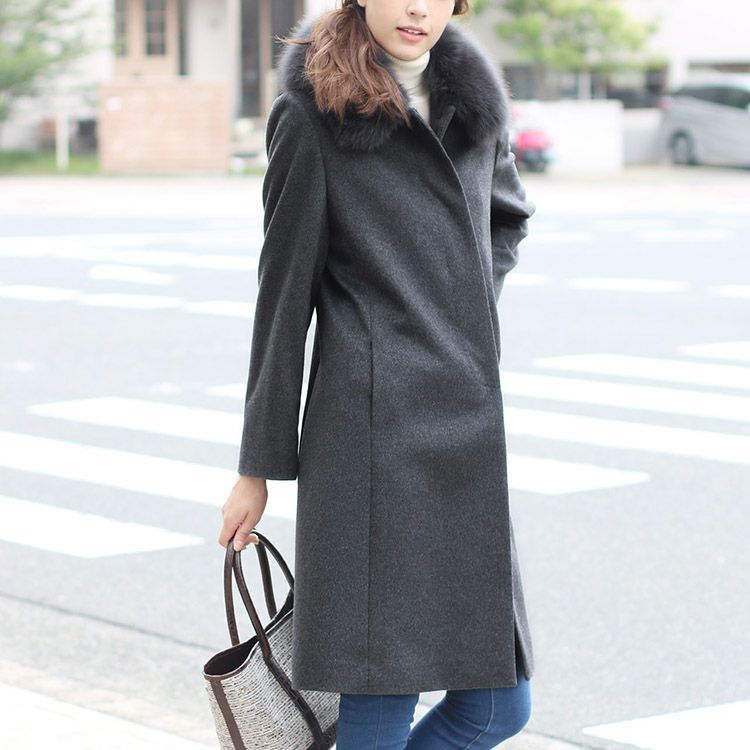 カシミヤ 100% ロング コート レディース (02000038r)