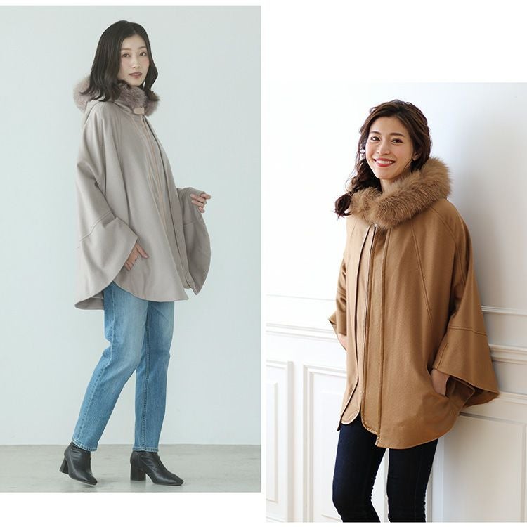 ケープ カシミヤ 100% ポンチョ フード付き ギフト プレゼント 6F