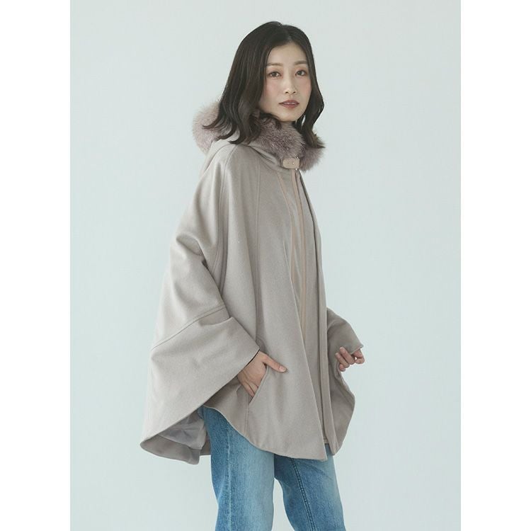 ケープ カシミヤ 100% ポンチョ フード付き ギフト プレゼント 6F