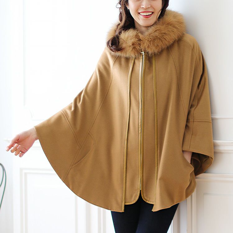 ケープ カシミヤ 100% ポンチョ フード付き ギフト プレゼント 6F