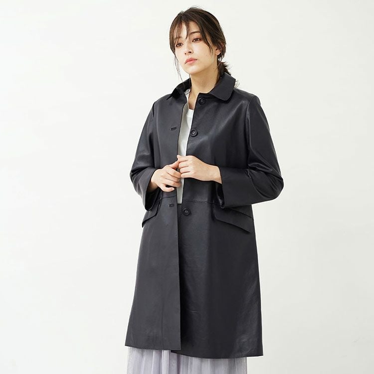 本革 レザーコート レディース ラム革 ステンカラー(04000093r) 7F