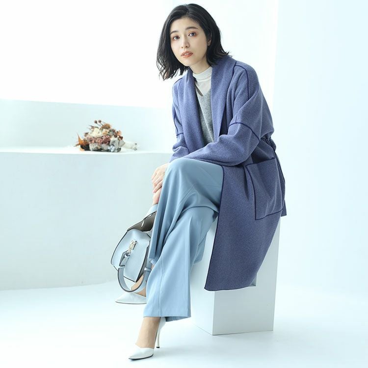 ラップ コート ストレッチ 素材 ベルト 付き 秋冬 レディース ベージュ