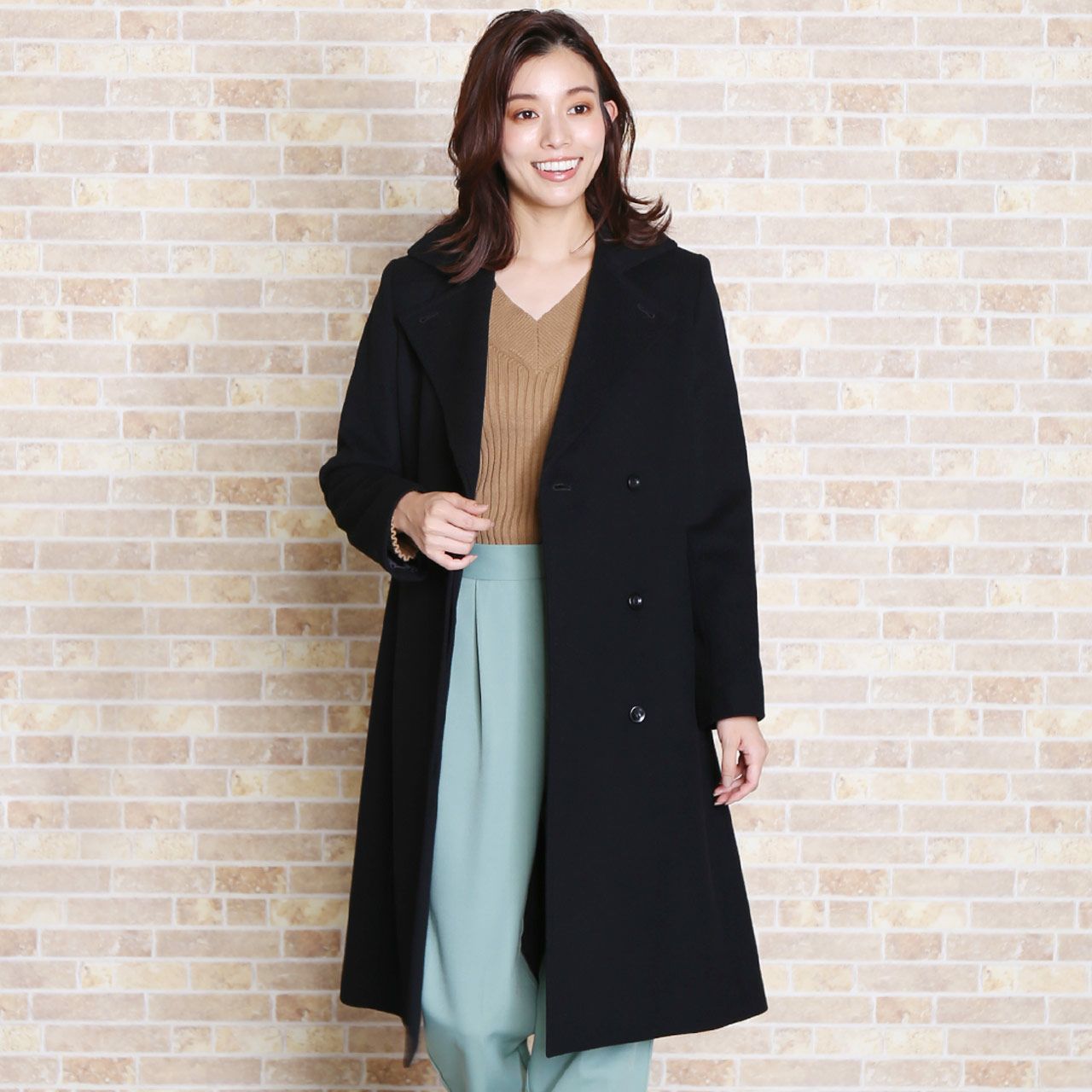 カシミヤ ブレンド ウール コート テーラードカラー レディース