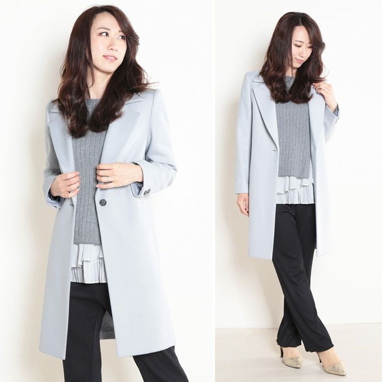 チェスターコート レディース ウール アンゴラ 着丈92cm 6F