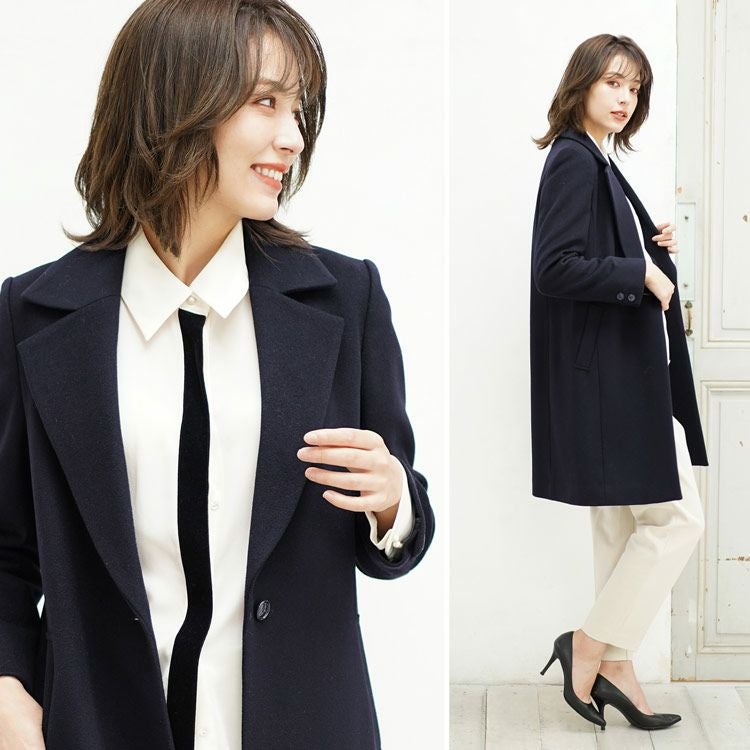 チェスターコート レディース ウール アンゴラ 着丈92cm 6F