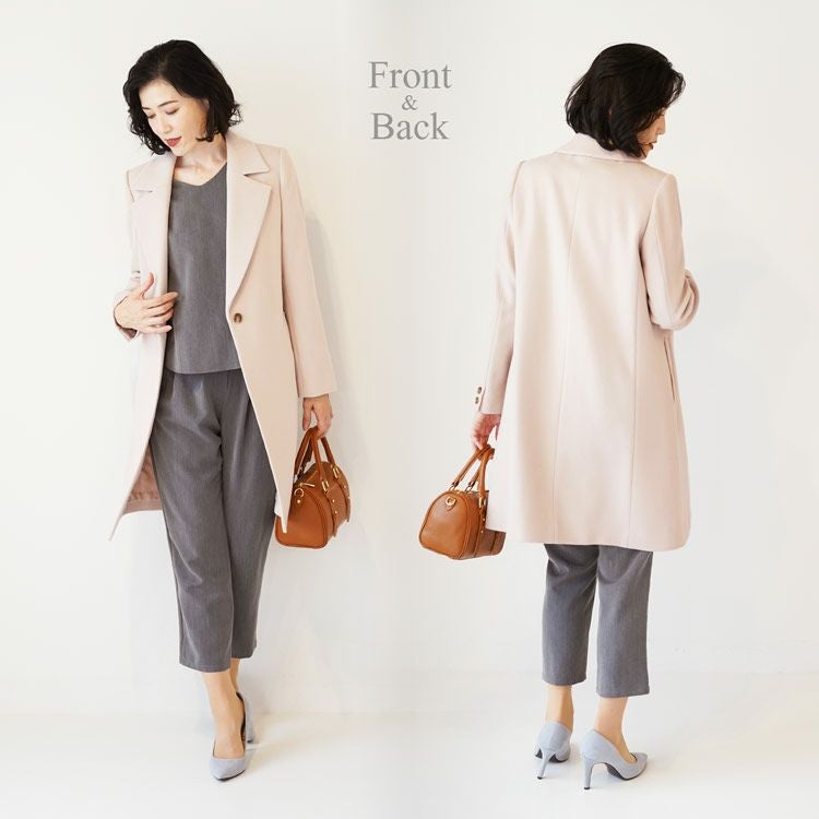 チェスターコート レディース ウール アンゴラ 着丈92cm 6F