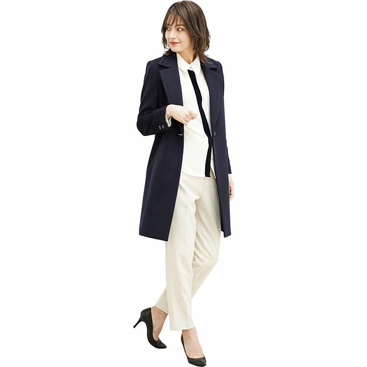 チェスターコート レディース ウール アンゴラ 着丈92cm 6F