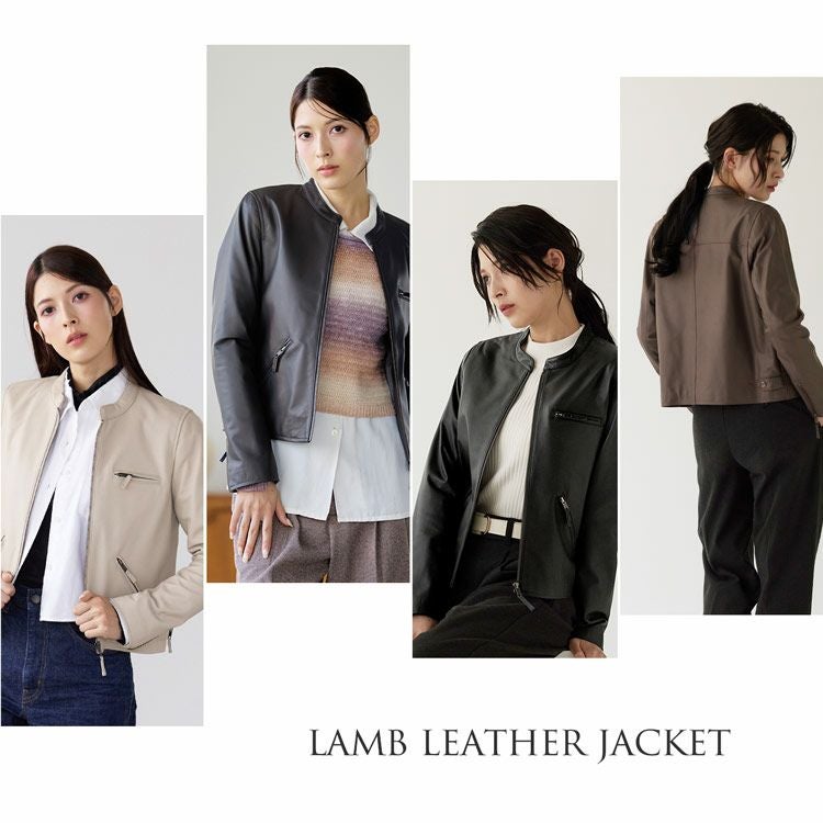 レザー ジャケット レディース シングル 柔らかい ラム レザー