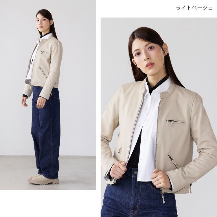 レザー ジャケット レディース シングル 柔らかい ラム レザー