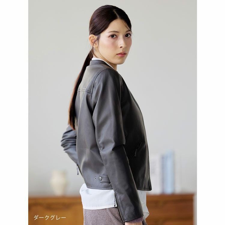 レザー ジャケット レディース シングル 柔らかい ラム レザー