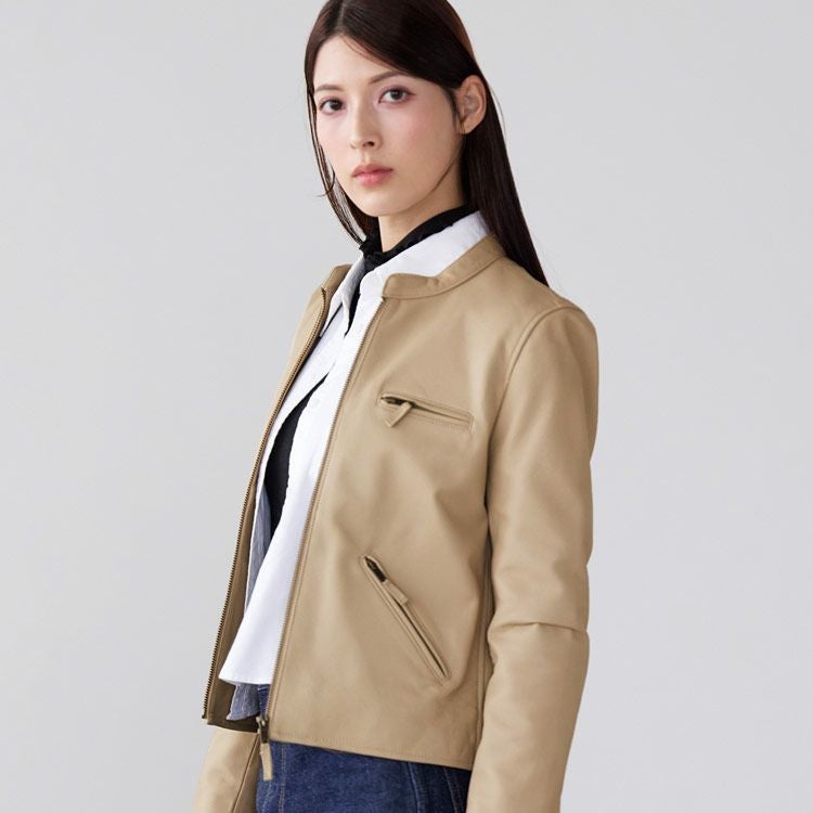 レザー ジャケット レディース シングル 柔らかい ラム レザー