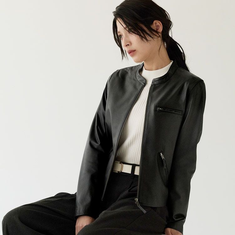 ☆美品 フィリップリム レザー ウール 切替 シングル ライダース ジャケット ラッピング無料】[Merfirge]ラムレザー シングル ライダース
