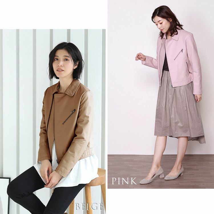 ライダース ジャケット レディース ラムレザー 本革 レディース 7F