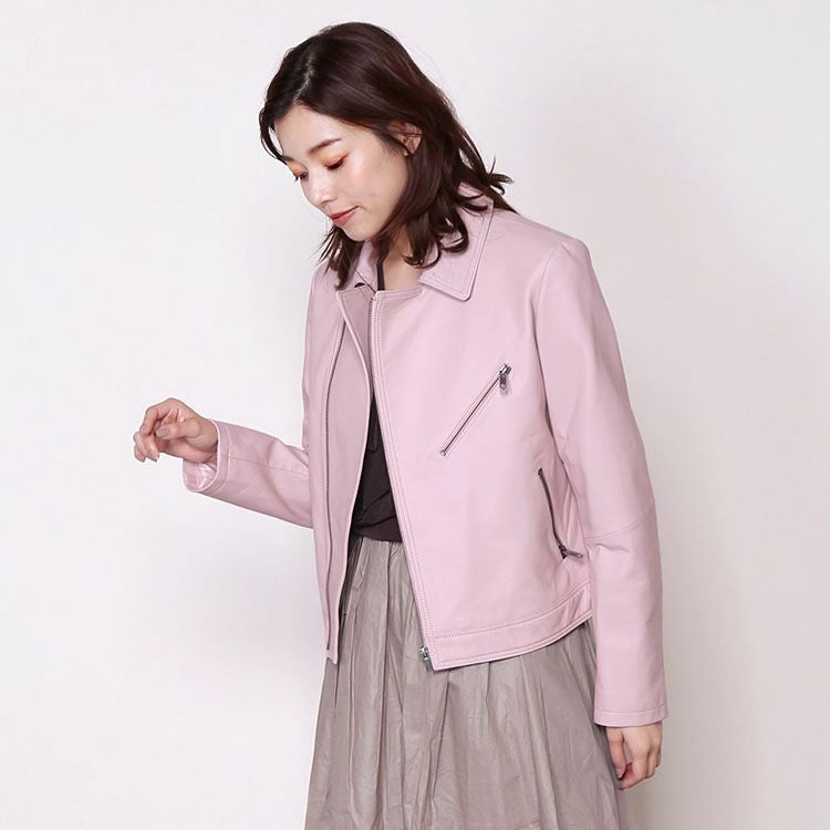 ライダース ジャケット レディース ラムレザー 本革 レディース 7F