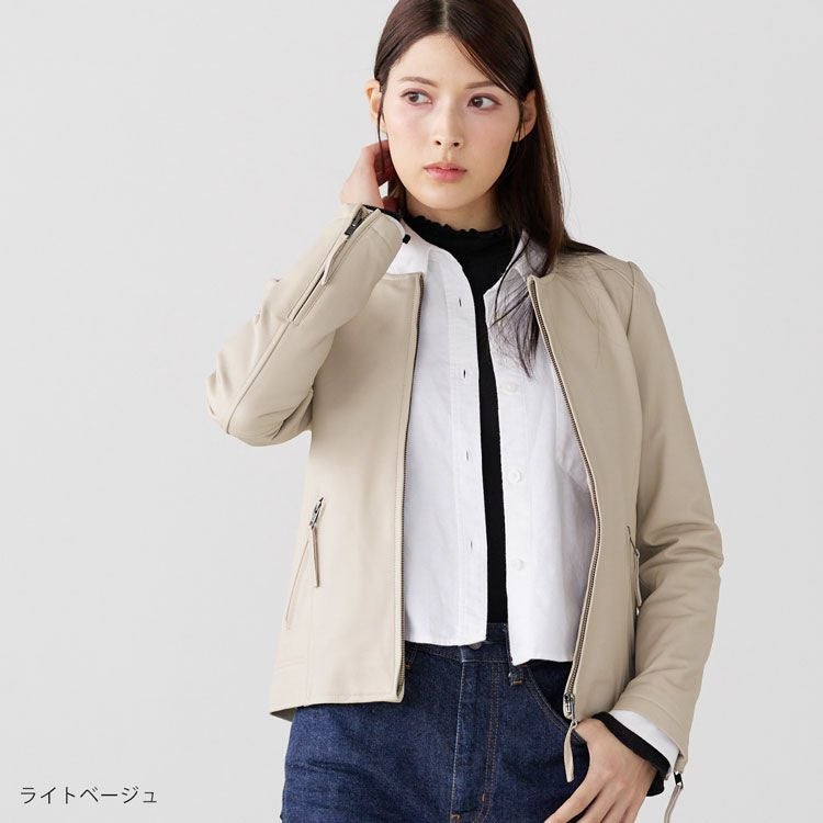 EKAM ラム レザージャケット ベージュ系 EKAM ラム レザージャケット ベージュ系 - メルカリ