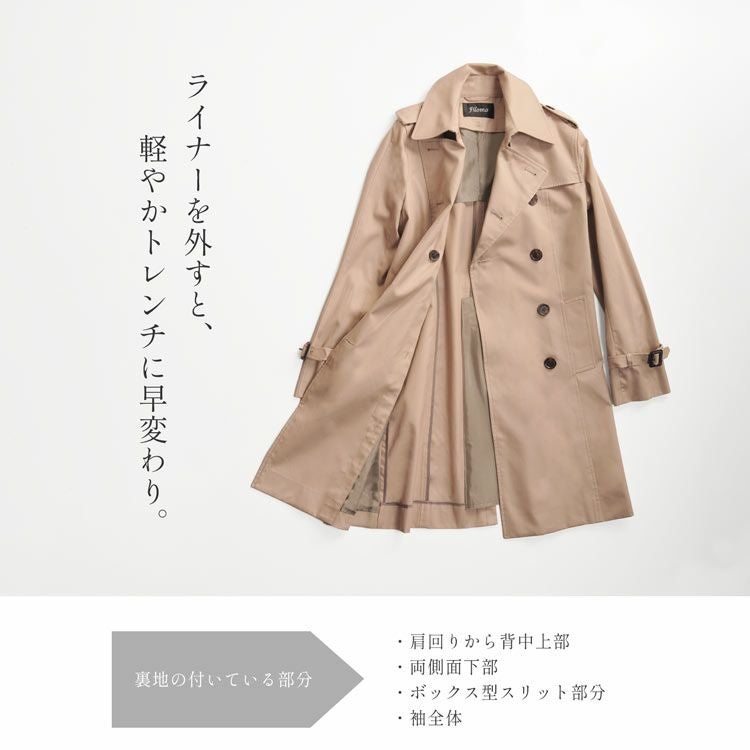 トレンチコート レディース コットン100％ Filomo キルティング