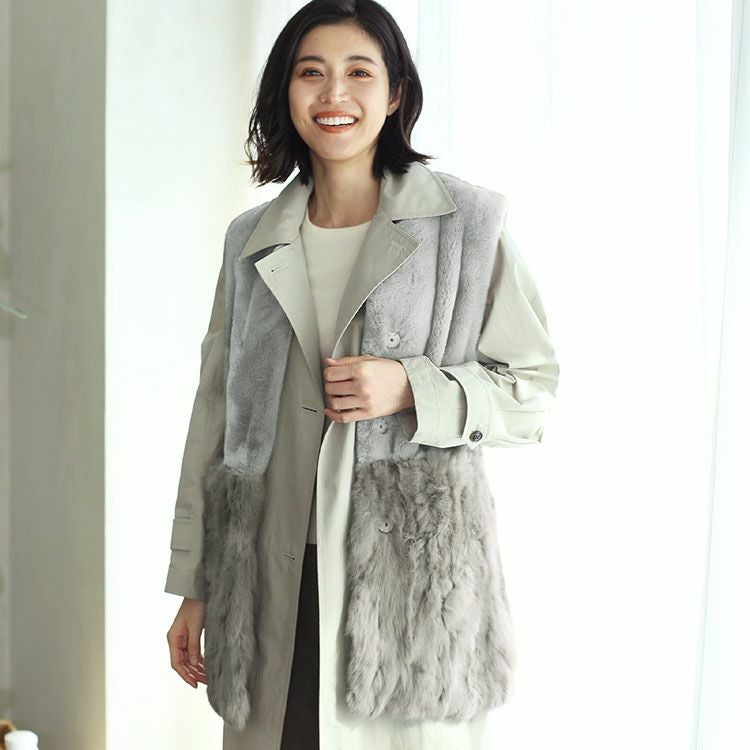 ラビット ファー ロングベスト ファーベスト レディース Filomo ノー