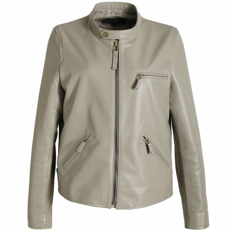 イタリアラムレザー ライダースジャケット シングル レディース 7F