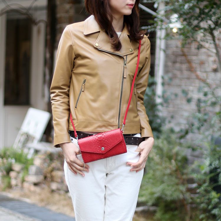 イタリアラムレザー ライダースジャケット ダブル レディース 7F