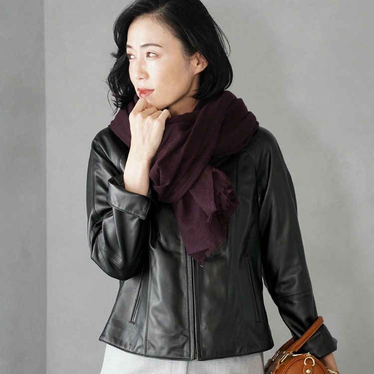 レザー ジャケット レディース Filomo ラムレザー 本革 ノーカラー