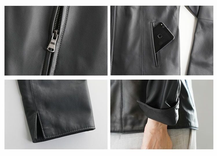 レザー ジャケット レディース Filomo ラムレザー 本革 ノーカラー