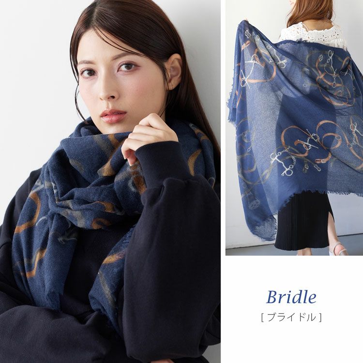 カシミヤ100%ガーゼストールブライドルベルト