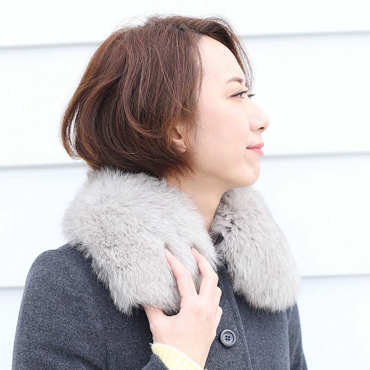 つけ襟 ファー 短め 55cm レディース きれいめ 裏地付き フォックス