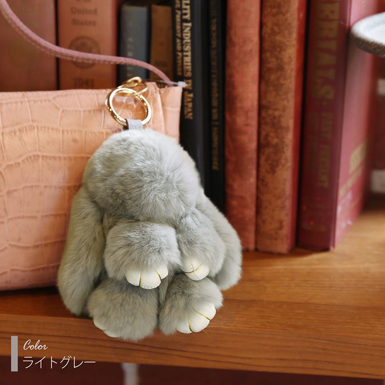 うさぎ ファー チャーム キーホルダー レディース バッグチャーム 7F