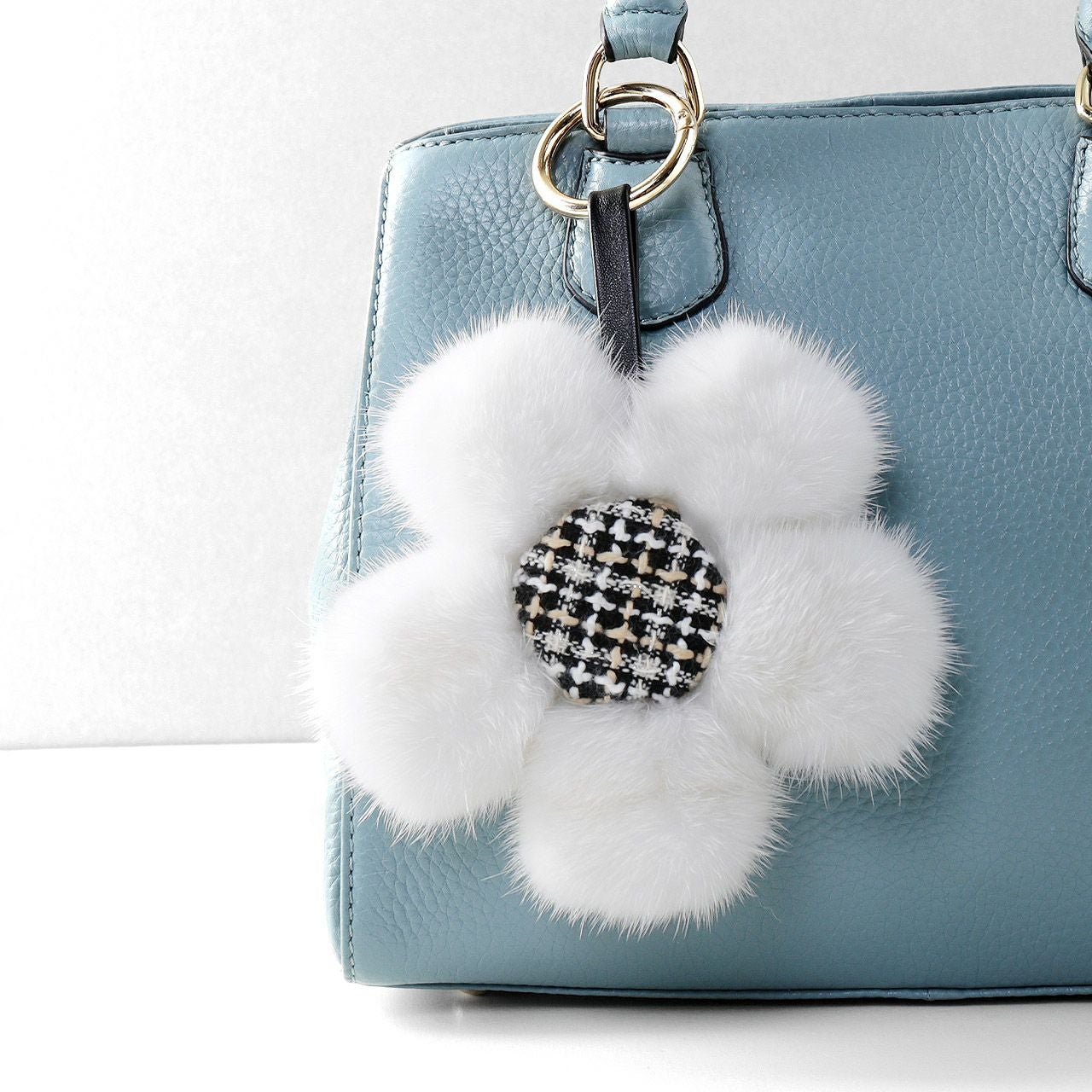 ミンク ファー フラワー バッグチャーム 7F【ネコポスで送料無料】