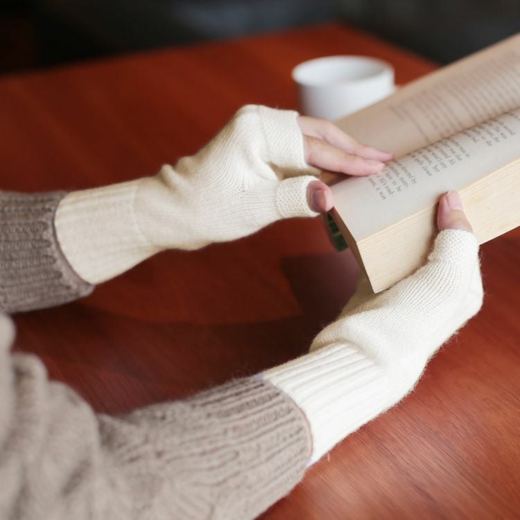 カシミヤ 100% 指ぬき 手袋 フィンガーレスグローブ アームウォーマー