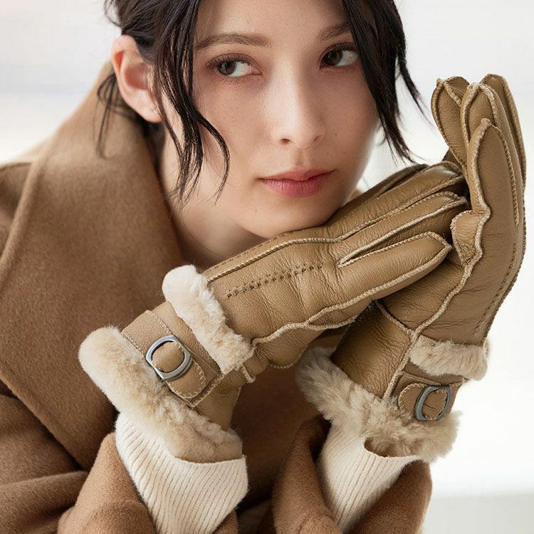 名入れ 別途購入で可能】ムートン グローブ 手袋 ダブルフェイス