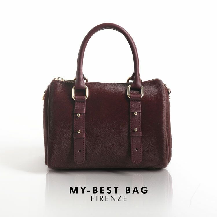 MY BEST BAG ホースヘア 本革 ミニボストンバッグ ショルダーベルト