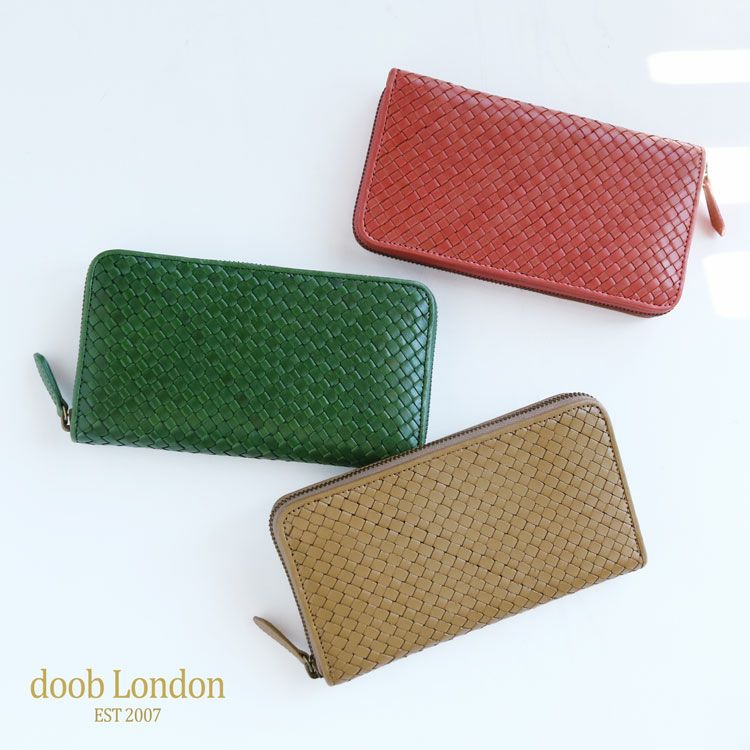doob London ヌメ革 イントレチャート ラウンドファスナー 長財布