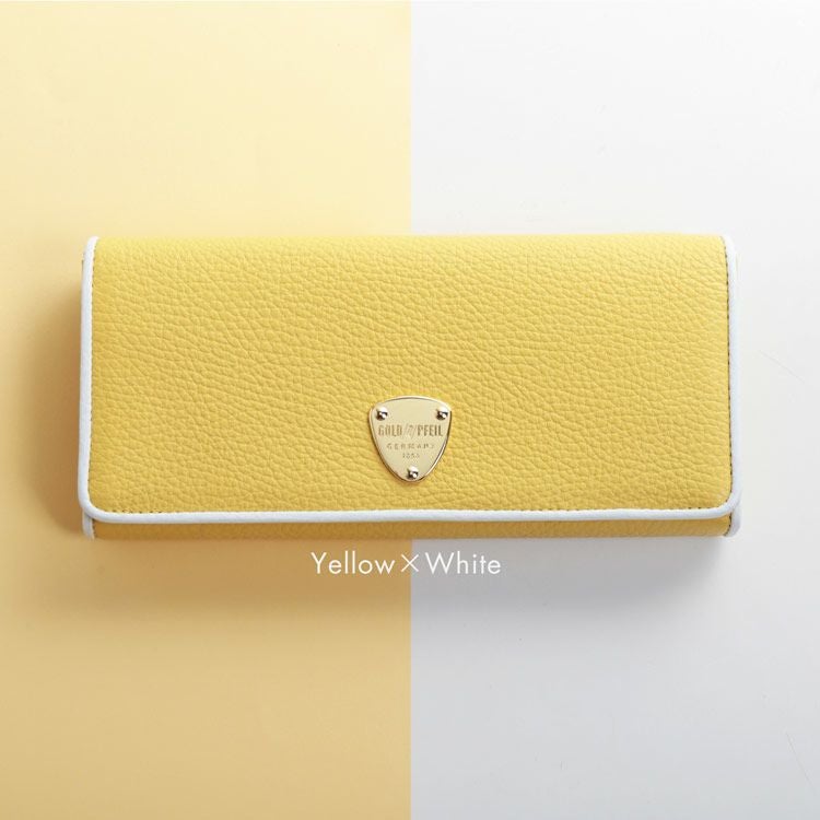 GOLD PFEIL 長財布 レディース 本革 かぶせ 革 バイカラー 牛革 財布