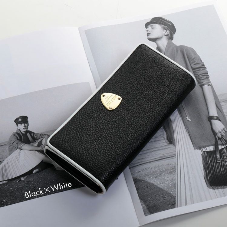 GOLD PFEIL 長財布 レディース 本革 かぶせ 革 バイカラー 牛革 財布