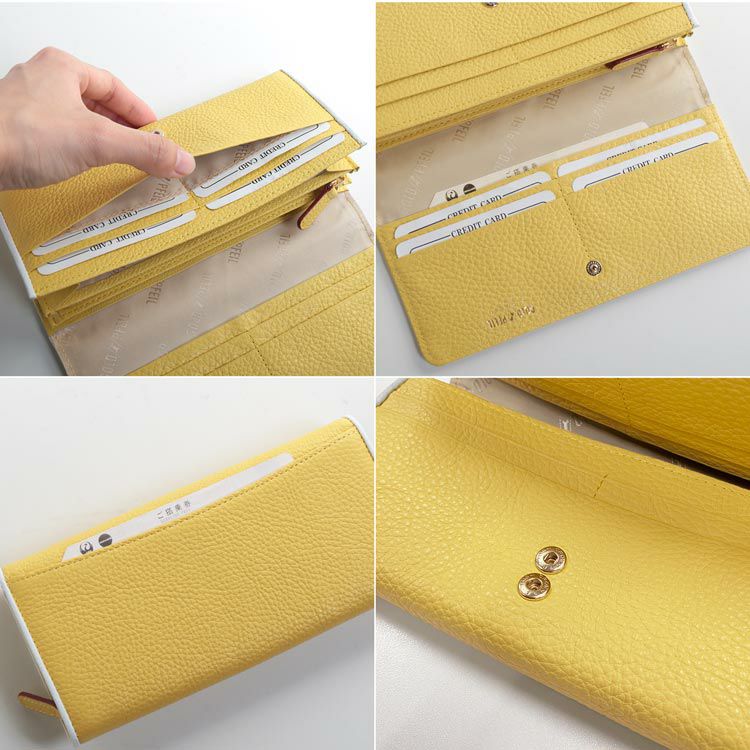 GOLD PFEIL 長財布 レディース 本革 かぶせ 革 バイカラー 牛革 財布