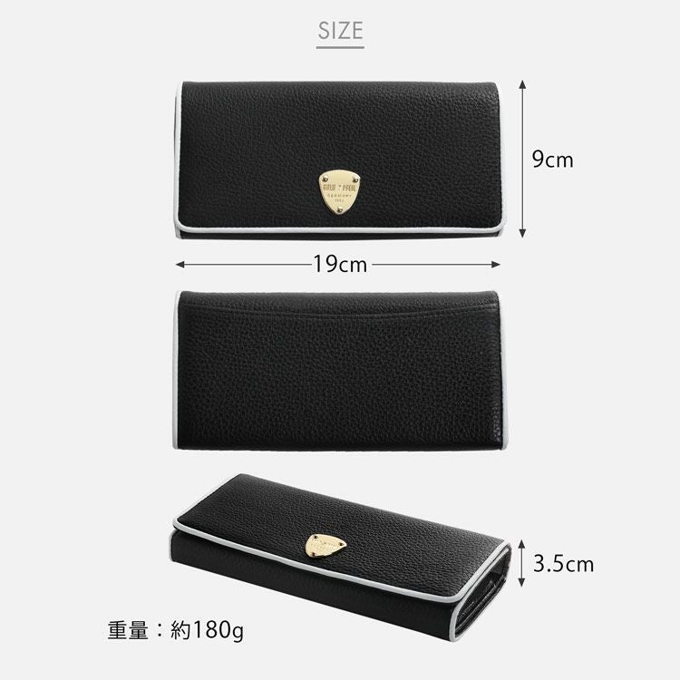 GOLD PFEIL 長財布 レディース 本革 かぶせ 革 バイカラー 牛革 財布
