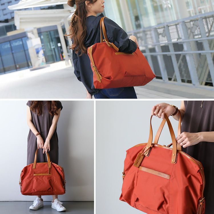 HALEINE ナイロン ボストンバッグ 栃木レザー 大きめ