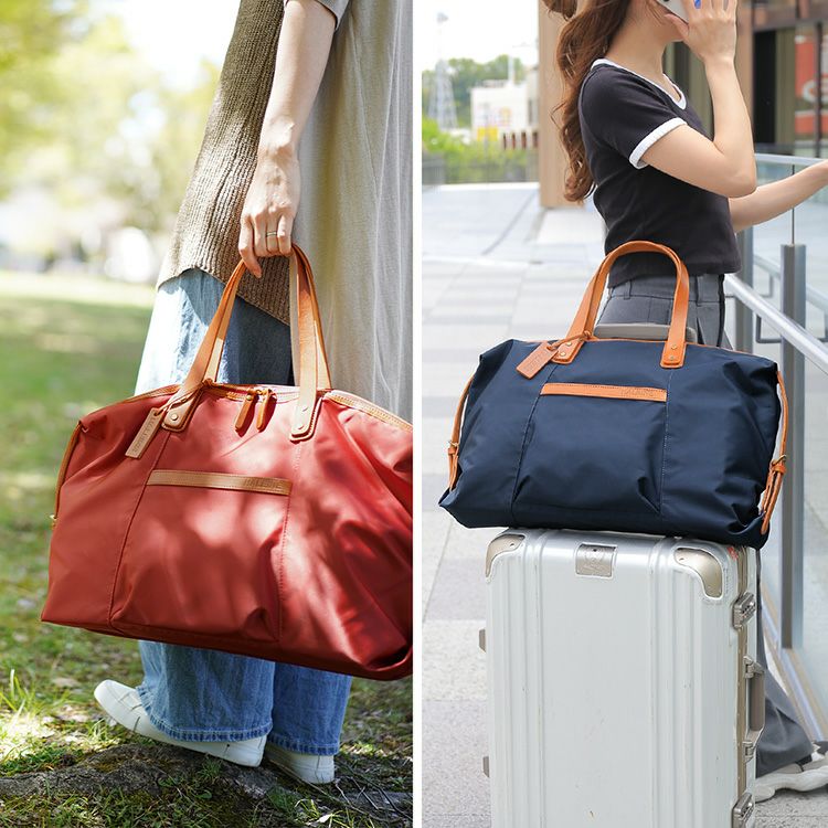 HALEINE ナイロン ボストンバッグ 栃木レザー 大きめ