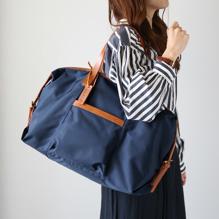 HALEINE ナイロン ボストンバッグ 栃木レザー 大きめ