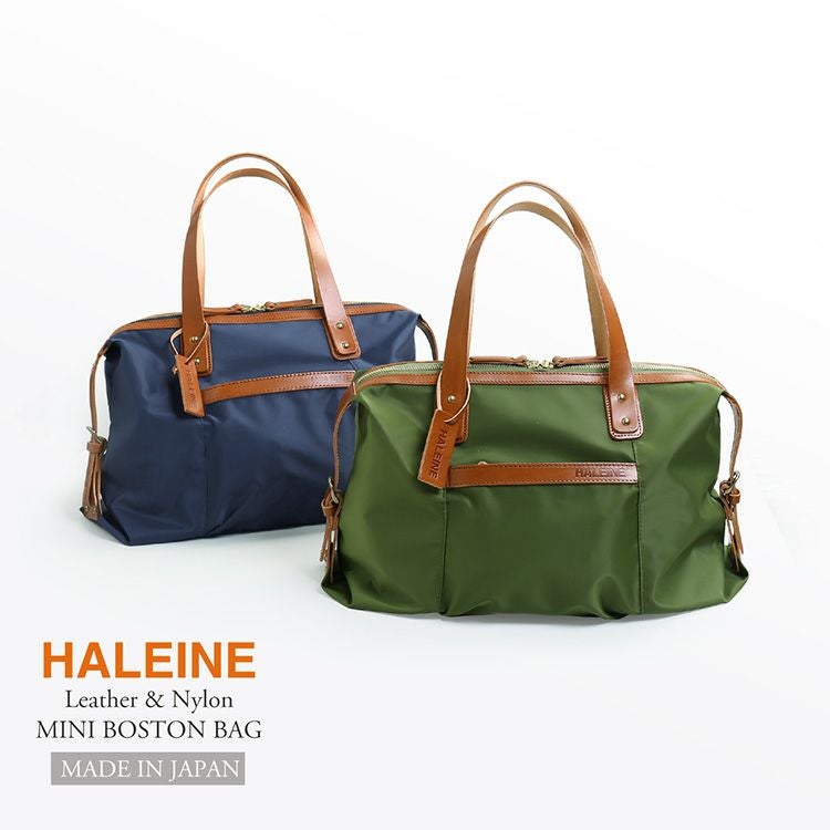 HALEINE 日本製 ナイロン&ヌメ革 ミニボストンバッグ 4FB